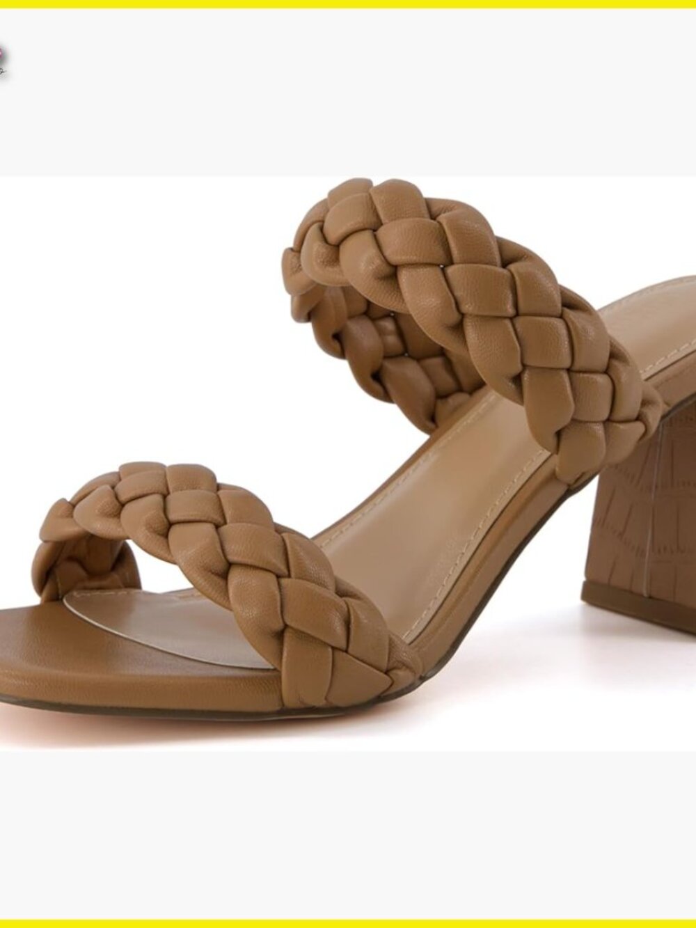 Braided Block Heel Sandals Square Toe Memory Foam Chunky Heels Women